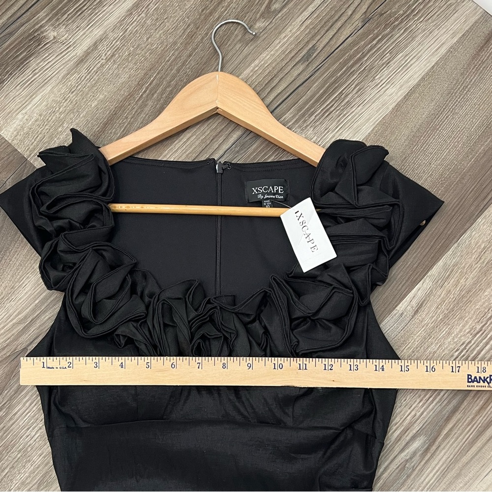 NEW Xscape Ruffled Collar Formal Cocktail Midi Dress Size 10 - Picture 12 of 15